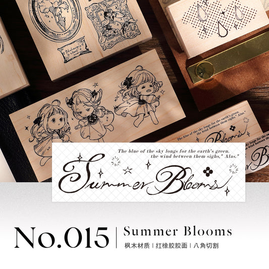 Vintage Fairy Girl & Botanical Iris Frame Wood Mounted Rubber Stamp Cursive Quote & Dancing Maiden Decorative Rubber Stamp