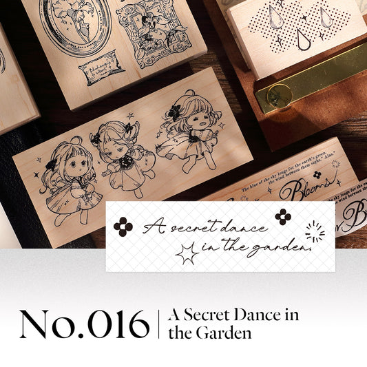 Vintage Fairy Girl & Botanical Iris Frame Wood Mounted Rubber Stamp Cursive Quote & Dancing Maiden Decorative Rubber Stamp