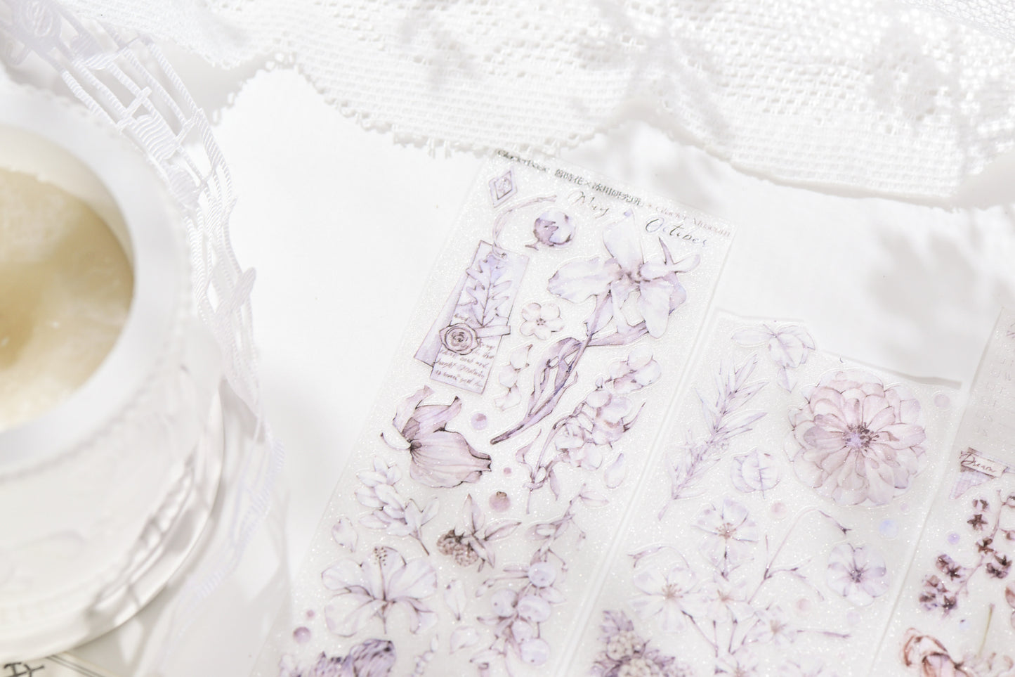 英文	中文 Blossom by the Abyss — Vintage Die-Cut PET Tape, Korean Aesthetic Journaling Tape | Glacier Journal