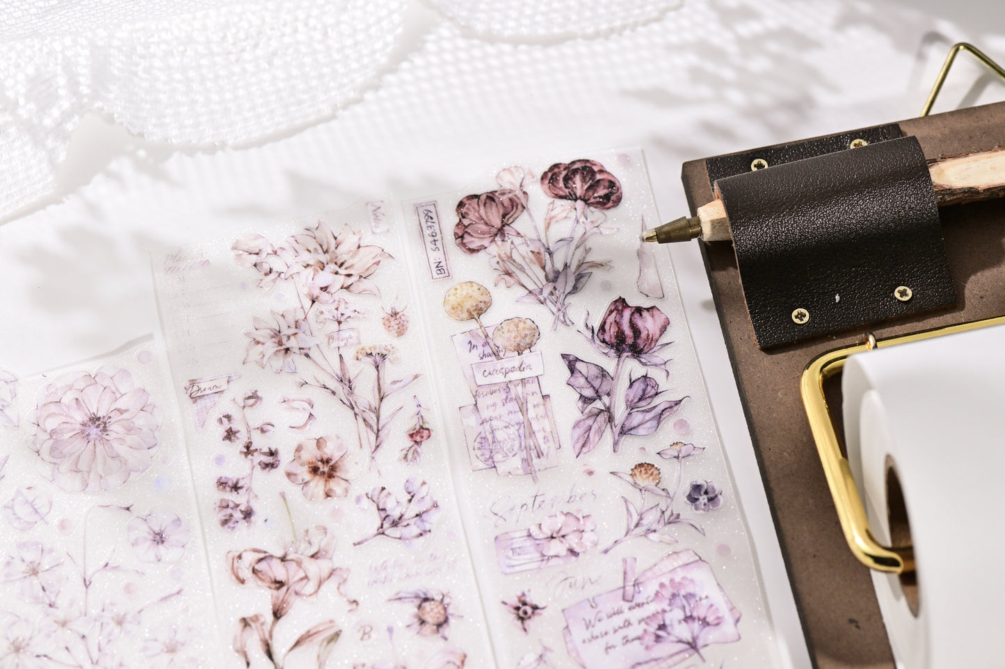 英文	中文 Blossom by the Abyss — Vintage Die-Cut PET Tape, Korean Aesthetic Journaling Tape | Glacier Journal