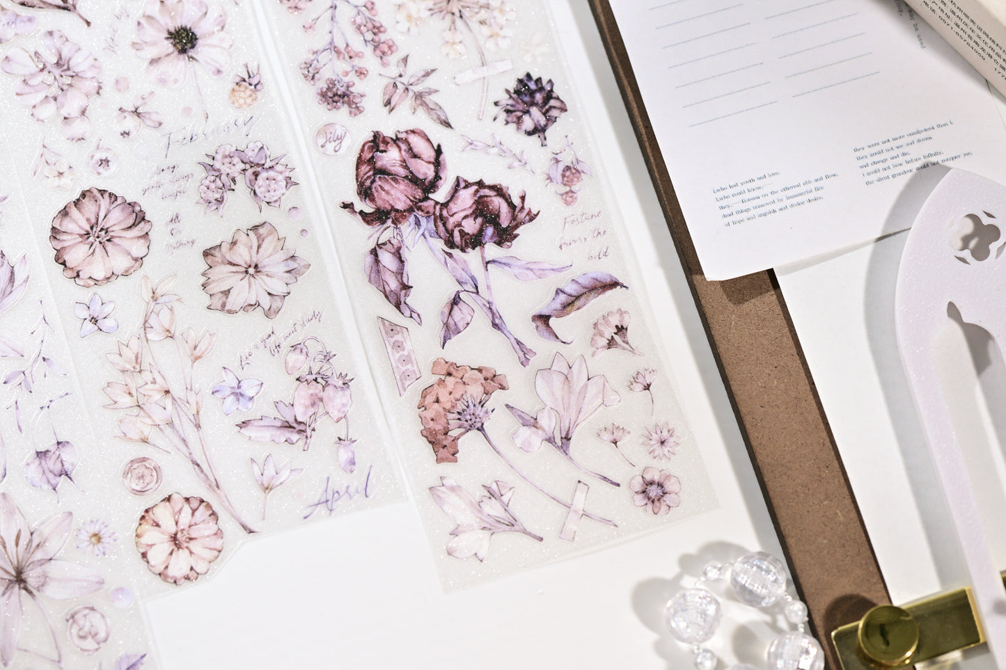 英文	中文 Blossom by the Abyss — Vintage Die-Cut PET Tape, Korean Aesthetic Journaling Tape | Glacier Journal
