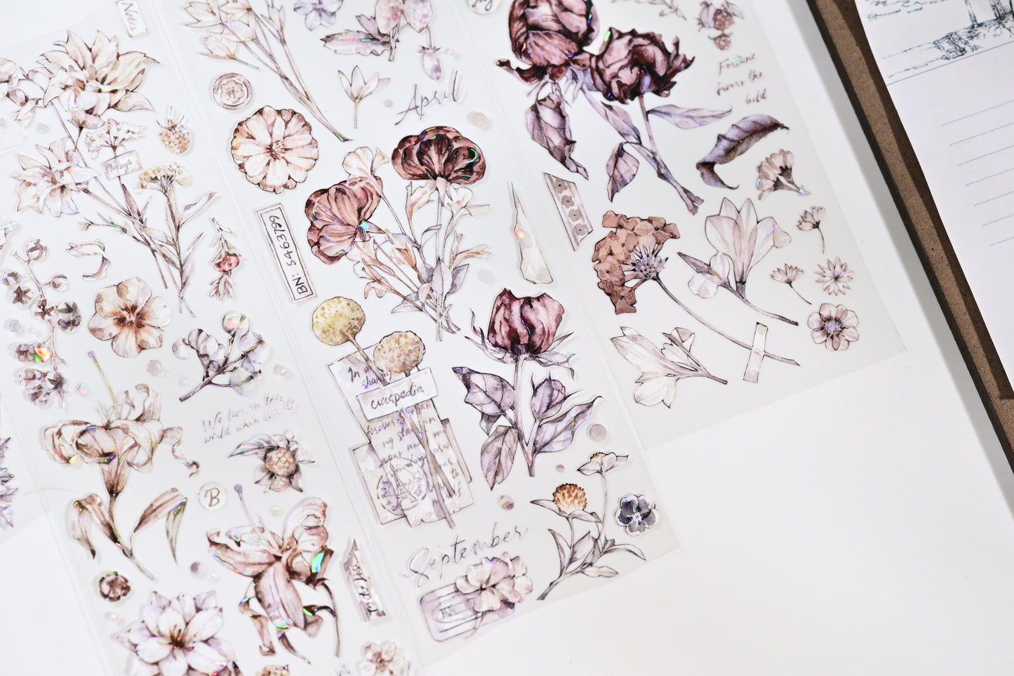 英文	中文 Blossom by the Abyss — Vintage Die-Cut PET Tape, Korean Aesthetic Journaling Tape | Glacier Journal