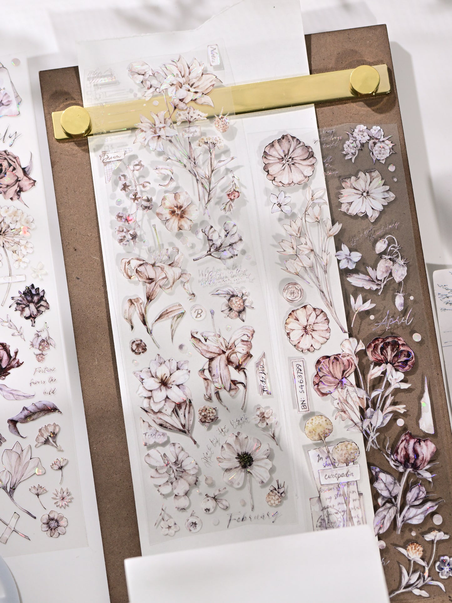 英文	中文 Blossom by the Abyss — Vintage Die-Cut PET Tape, Korean Aesthetic Journaling Tape | Glacier Journal