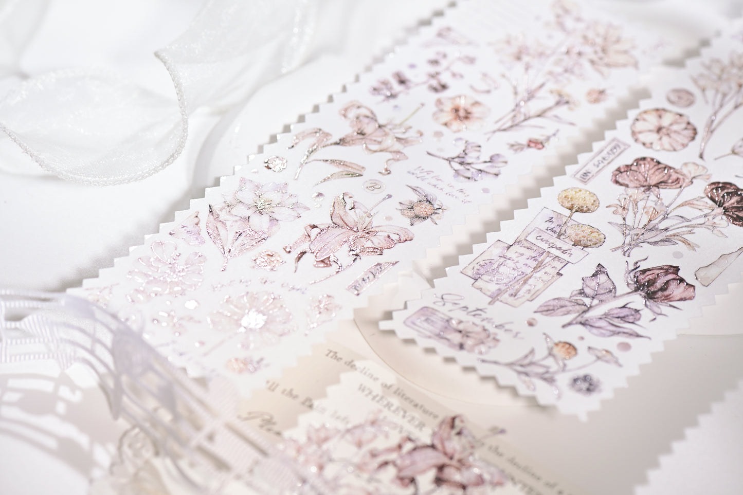 英文	中文 Blossom by the Abyss — Vintage Die-Cut PET Tape, Korean Aesthetic Journaling Tape | Glacier Journal