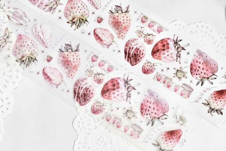 Antique Strawberry PET/Washi tape, Pre-cut. Journal supplies, scrapbook supplies, planner sticker, journal stickers.