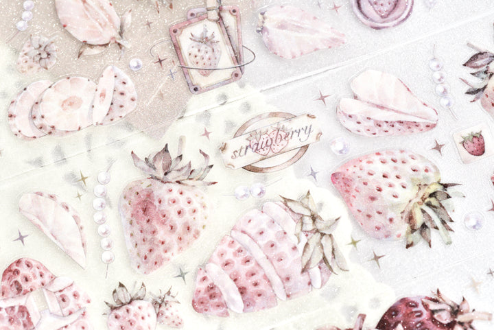 Antique Strawberry PET/Washi tape, Pre-cut. Journal supplies, scrapbook supplies, planner sticker, journal stickers.