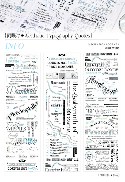 Aesthetic Typography Quotes PET tape