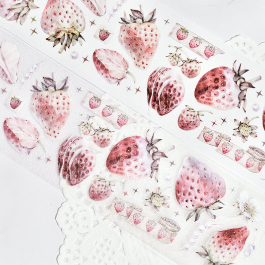 Vintage die-cut PET tape Antique Strawberry on white background
