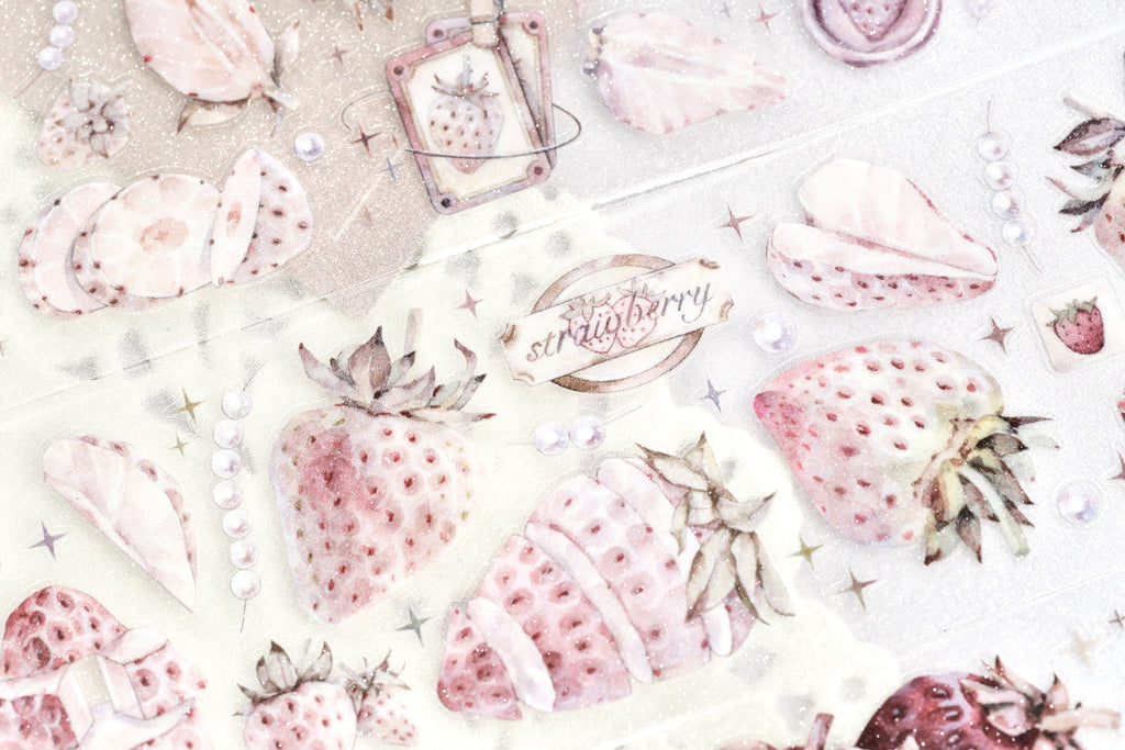 Antique Strawberry PET/Washi tape, Pre-cut. Journal supplies, scrapbook supplies, planner sticker, journal stickers.