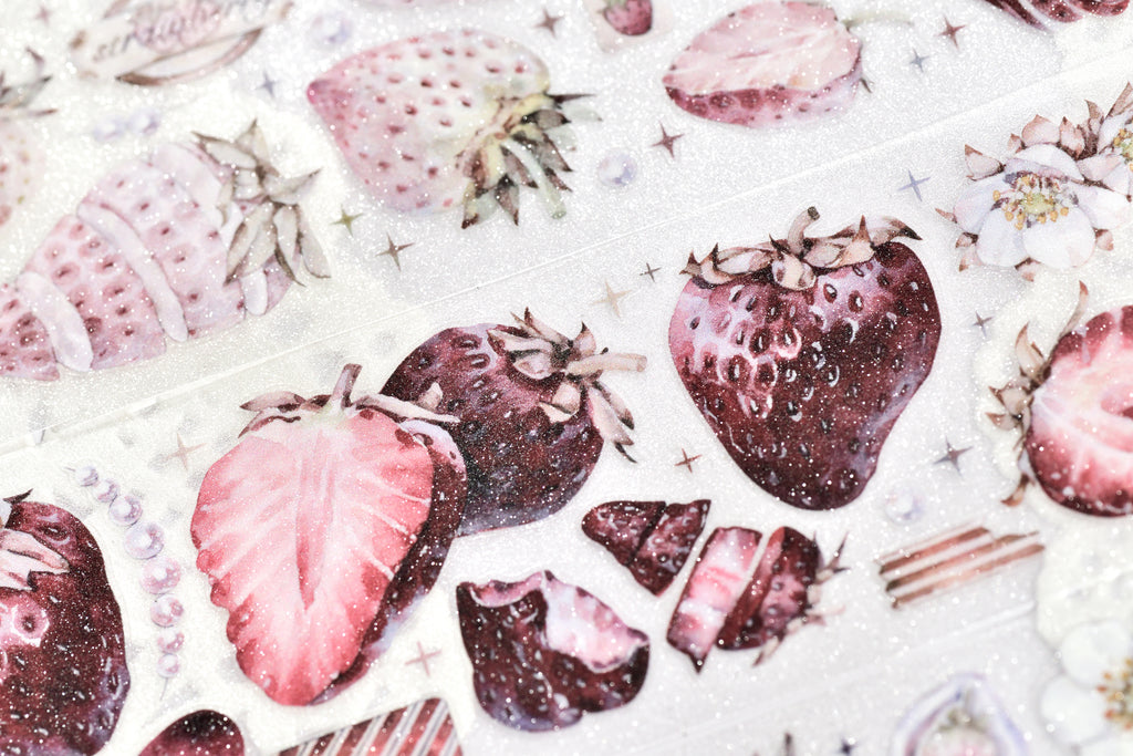 Antique Strawberry PET/Washi tape, Pre-cut. Journal supplies, scrapbook supplies, planner sticker, journal stickers.