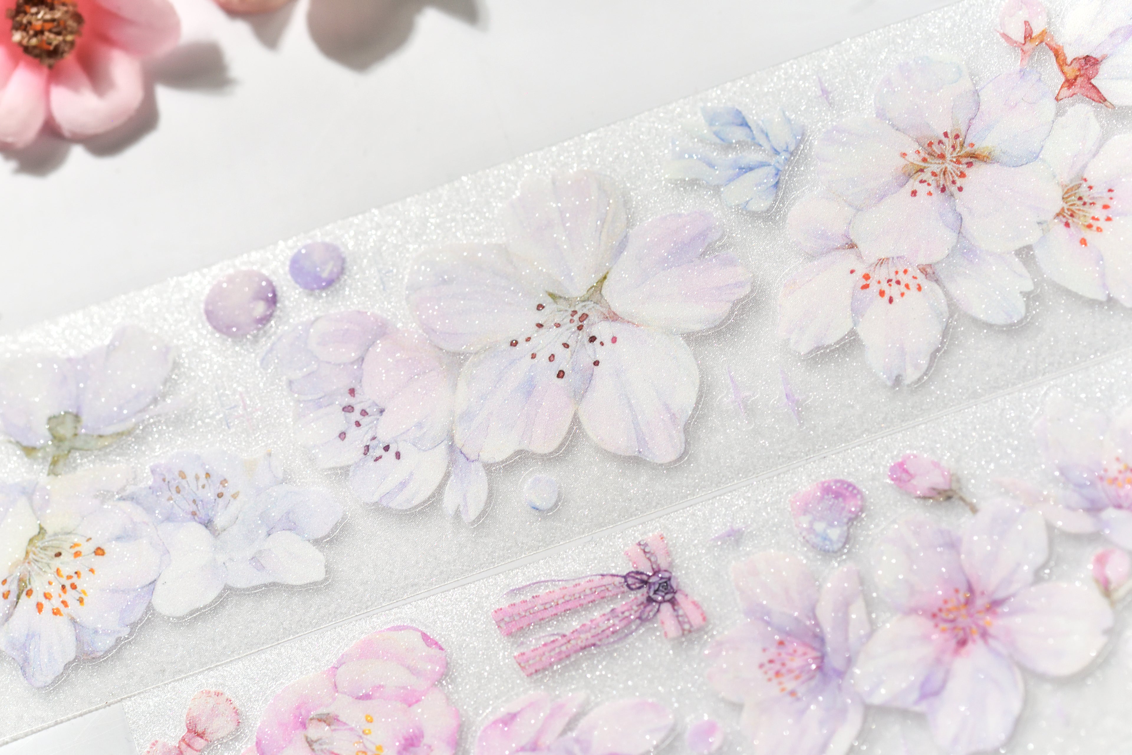 Cherry blossom PET/Washi tape,Sakura, Pre-cut. Journal supplies, scrapbook supplies, planner sticker, journal stickers.