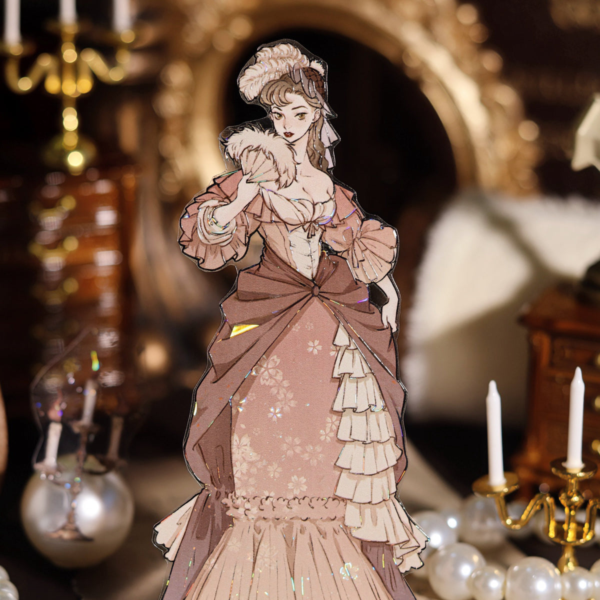 The Rhine Ball Shell Light PET die-cut tape with noble lady holding fan design