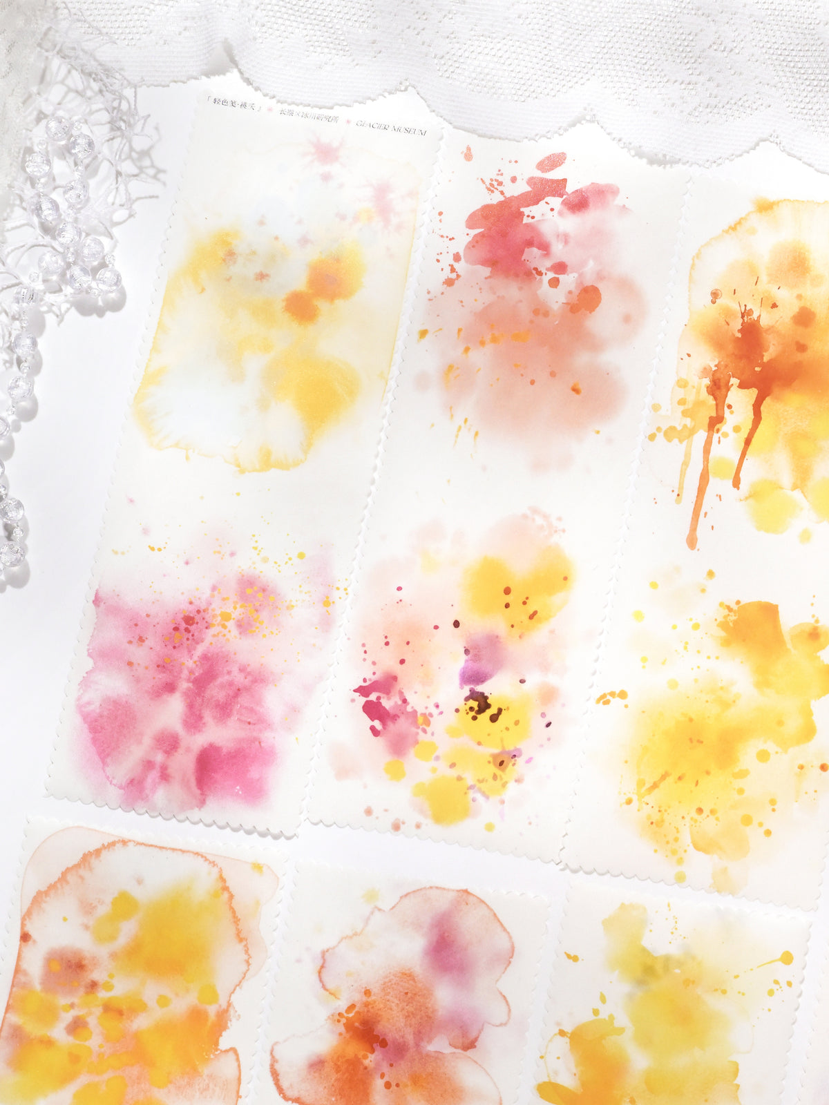 Watercolor Ink Smudge (Moss Mist / Blush Dawn / Midnight Indigo) Japanese Washi Paper / PET Tape