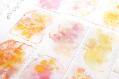 Watercolor Ink Smudge (Moss Mist / Blush Dawn / Midnight Indigo) Japanese Washi Paper / PET Tape