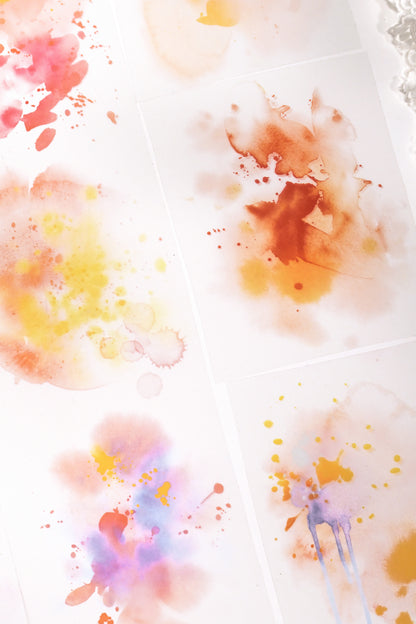 Watercolor Ink Smudge (Moss Mist / Blush Dawn / Midnight Indigo) Japanese Washi Paper / PET Tape