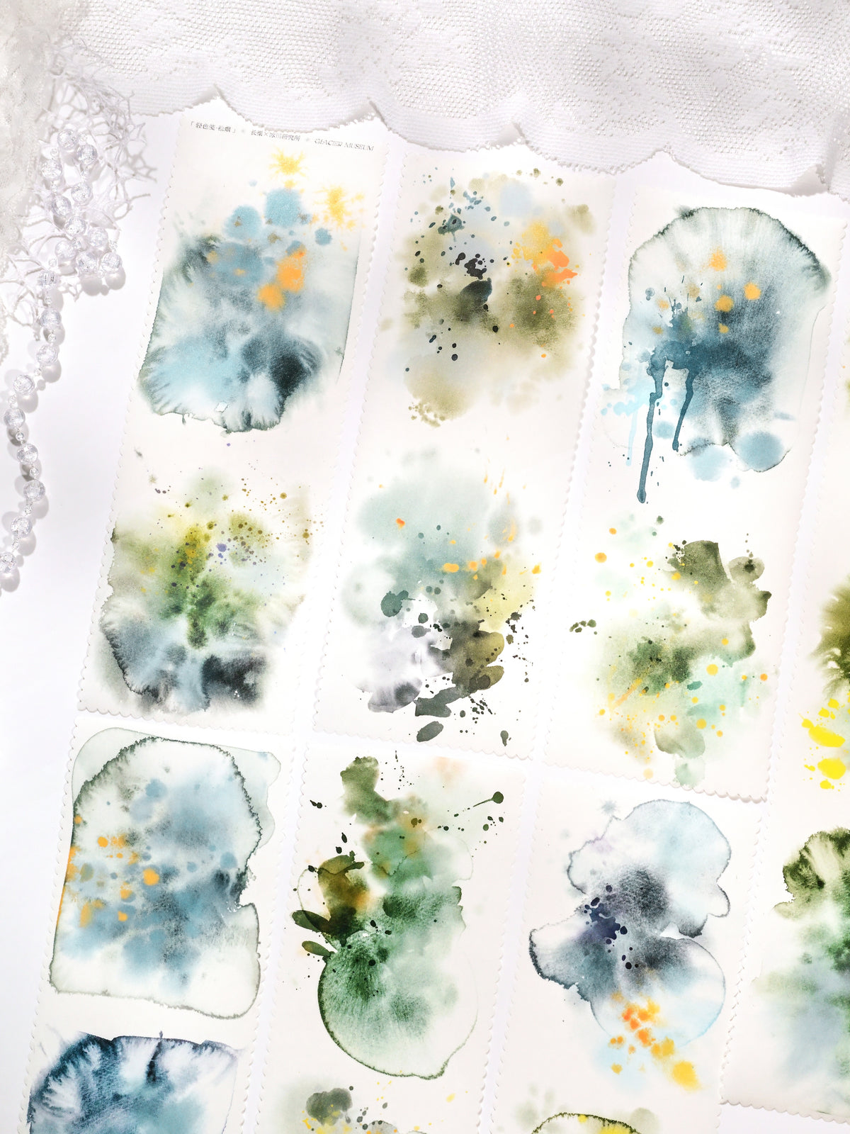 Watercolor Ink Smudge (Moss Mist / Blush Dawn / Midnight Indigo) Japanese Washi Paper / PET Tape