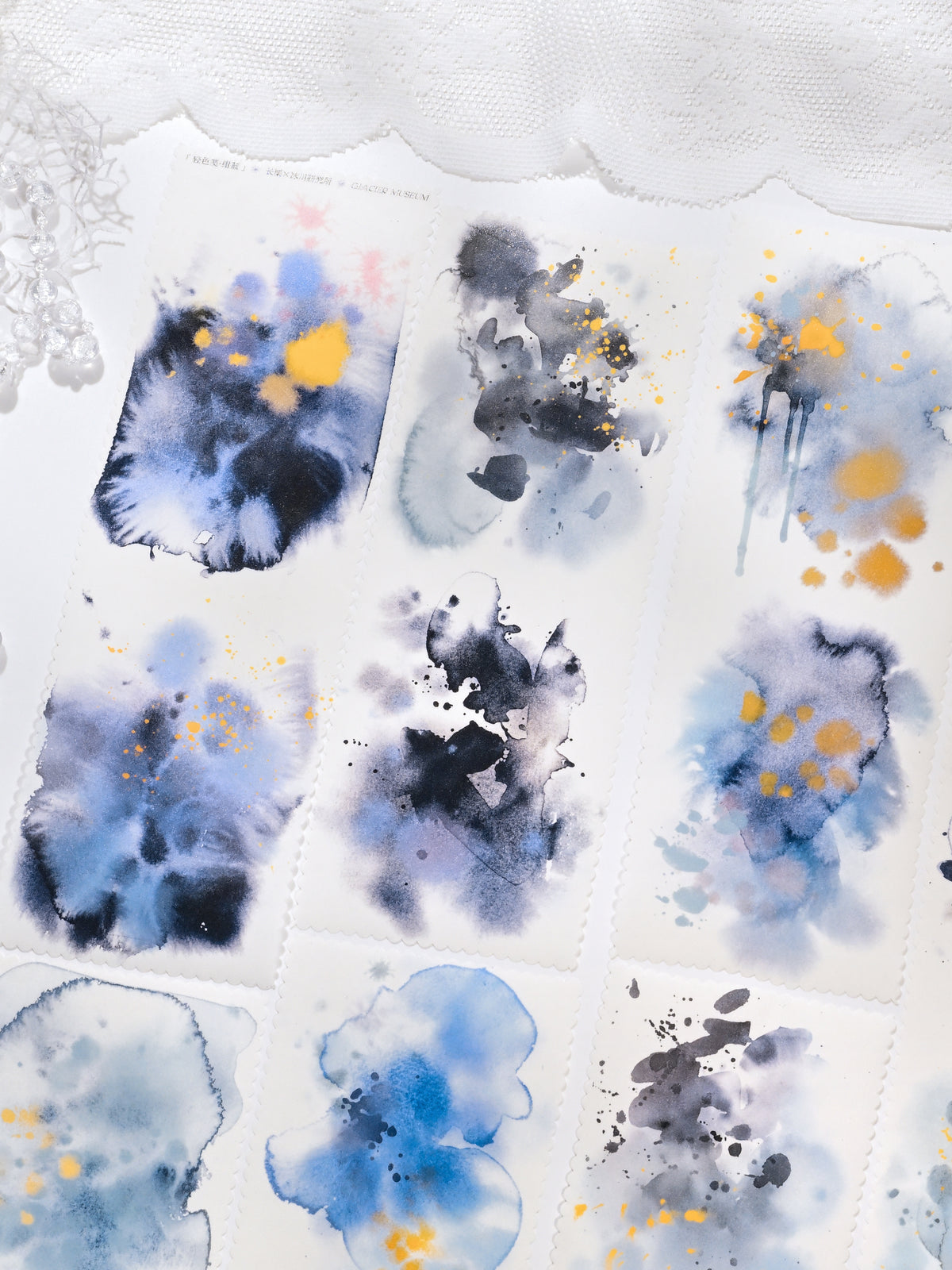 Watercolor Ink Smudge (Moss Mist / Blush Dawn / Midnight Indigo) Japanese Washi Paper / PET Tape