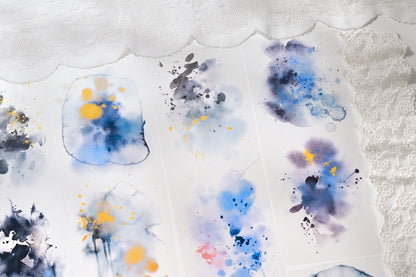 Watercolor Ink Smudge (Moss Mist / Blush Dawn / Midnight Indigo) Japanese Washi Paper / PET Tape