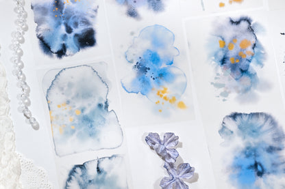 Watercolor Ink Smudge (Moss Mist / Blush Dawn / Midnight Indigo) Japanese Washi Paper / PET Tape