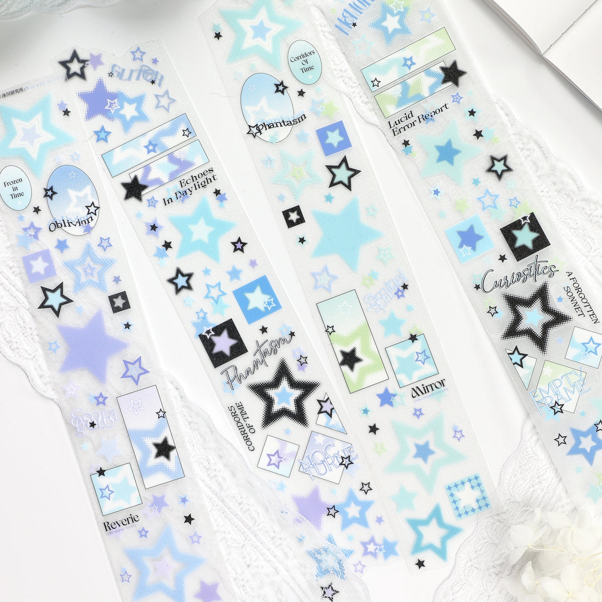 Y2K Halftone Stars (Aqua Glitch / Monochrome Silver / Lime Neon / Pastel Lilac) PET Tape