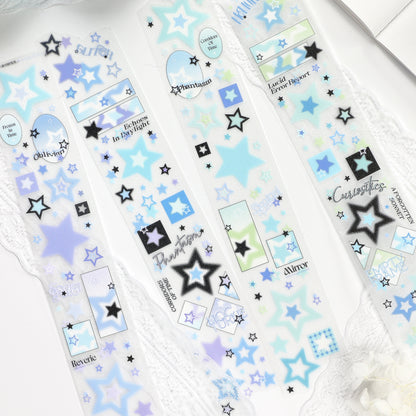 Y2K Halftone Stars (Aqua Glitch / Monochrome Silver / Lime Neon / Pastel Lilac) PET Tape