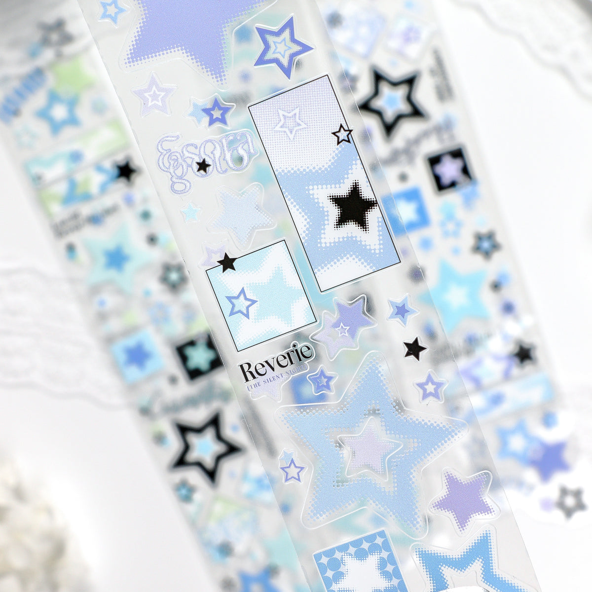 Y2K Halftone Stars (Aqua Glitch / Monochrome Silver / Lime Neon / Pastel Lilac) PET Tape