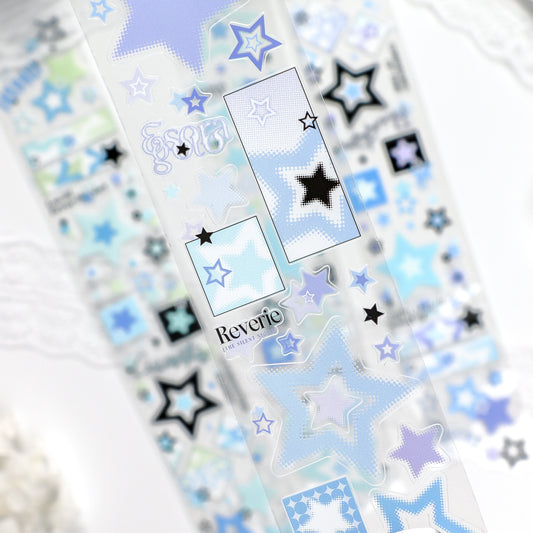 Y2K Halftone Stars (Aqua Glitch / Monochrome Silver / Lime Neon / Pastel Lilac) PET Tape