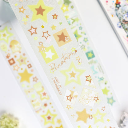 Y2K Halftone Stars (Aqua Glitch / Monochrome Silver / Lime Neon / Pastel Lilac) PET Tape