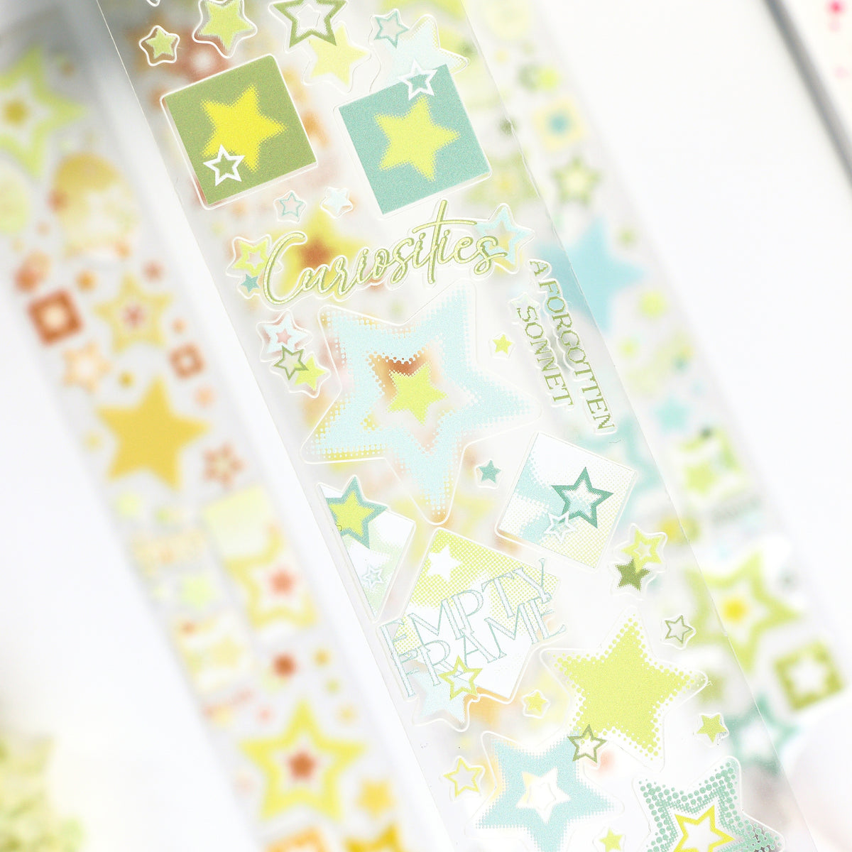 Y2K Halftone Stars (Aqua Glitch / Monochrome Silver / Lime Neon / Pastel Lilac) PET Tape