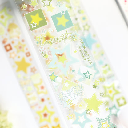Y2K Halftone Stars (Aqua Glitch / Monochrome Silver / Lime Neon / Pastel Lilac) PET Tape