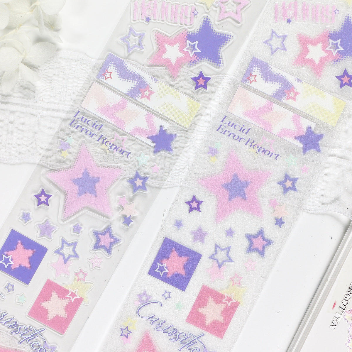 Y2K Halftone Stars (Aqua Glitch / Monochrome Silver / Lime Neon / Pastel Lilac) PET Tape