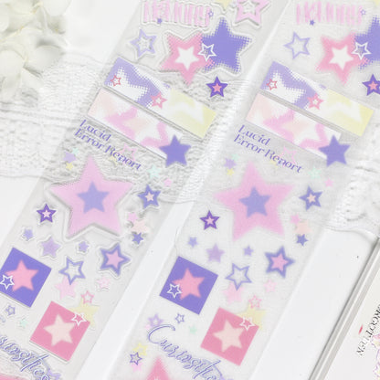 Y2K Halftone Stars (Aqua Glitch / Monochrome Silver / Lime Neon / Pastel Lilac) PET Tape